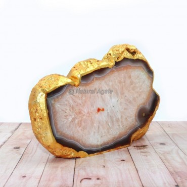 Red Oynx Natural Electroplated Cloud Shaped Agate Slices