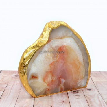 Gold Electroplated Natural Red Oynx Cloud Shaped Agate Slices