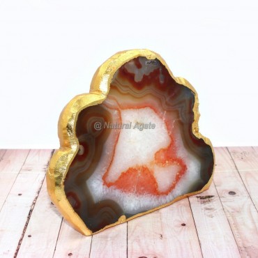 Cloud Shaped Red Oynx Natural Gold Electroplated Agate Slices