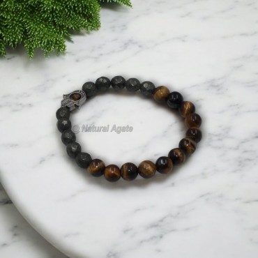 Tiger Eye and Pyrite Crystal Bracelets