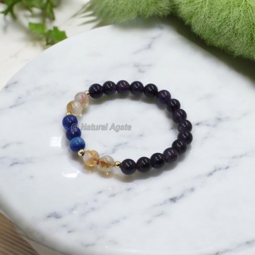 Amethyst, Citrine, Lapis Crystal Bracelets