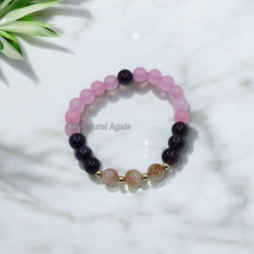 Rose Quartz, Amethyst and Citrine Crystal Bracelets