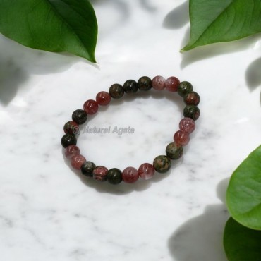 Sunstone and Unakite Crystal Bracelets