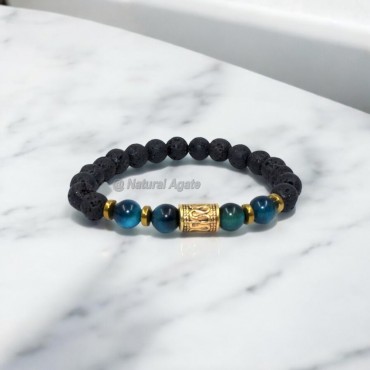 Blue Tiger Eye Lava Bracelets