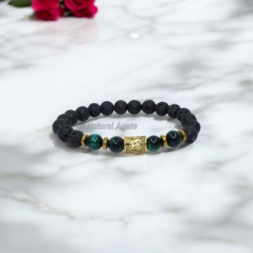 Green Tiger Eye Lava Bracelets