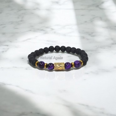 Purple Tiger Eye Lava Bracelets