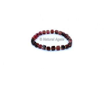 Rhodonite Cube Beads Gemstone Bracelets