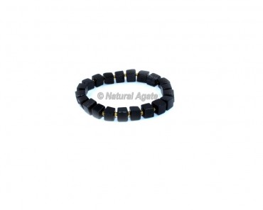 Black Tourmaline Cube Beads Gemstone Bracelets