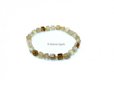 Citrine Cube Beads Gemstone Bracelets