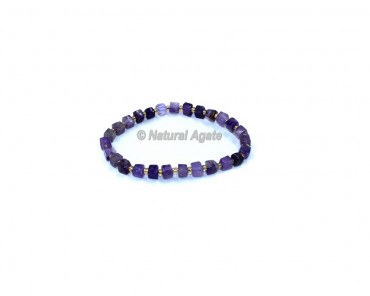 Amethyst Cube Beads Gemstone Bracelets