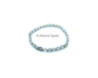 Aquamarine Cube Beads Gemstone Bracelets