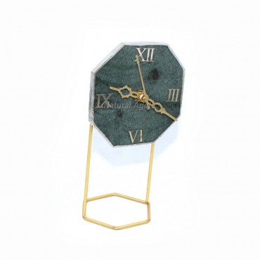 Dark Green Silver Electroplated Clock Agate with Stand