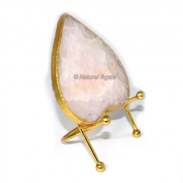 Heart Shaped Rose Quartz Crystal  Electroplated Coasters (without stand)