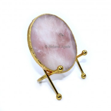 Round Shaped Rose Quartz Electroplated Coasters (without stand)