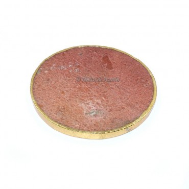 Round Shaped Peach Aventurine Electroplated Coasters