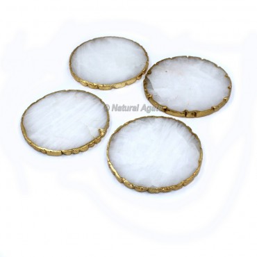 White Quartz Electroplated Coasters with Set of 4