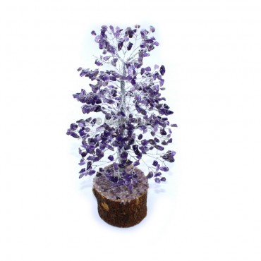 Amethyst Healing Gemstone Tree 500 Beads Silver Wire