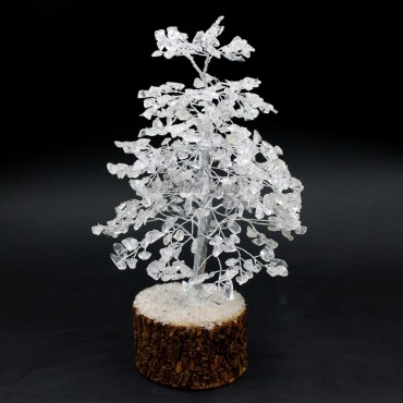 Crystal Quartz Gemstone 500 Beads Tree Silver Wire