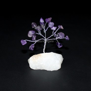 Amethyst Silver Wire 15 Beads White Quartz Stone Tree