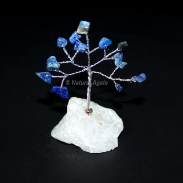 Lapiz Lazuli Silver Wire 15 Beads White Quartz Stone Tree