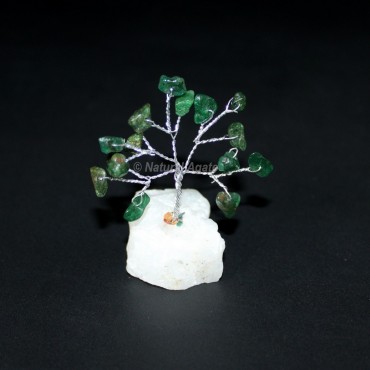 Green Jade Silver Wire 15 Beads White Quartz Stone Tree