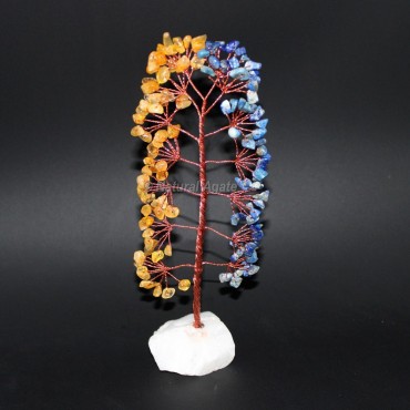 Lapiz Lazuli with citrine Copper Wire 120 Beads White Quartz Gemstone Tree