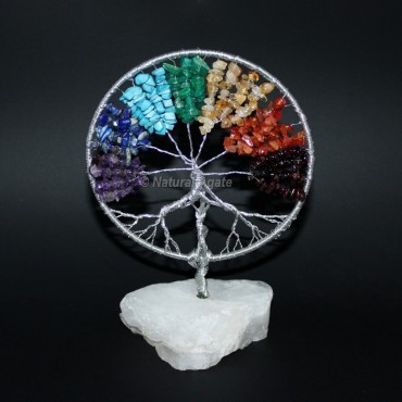 Seven Chakra Tree of Life White Quatz Stone Tree