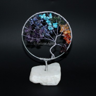 White Quartz Seven Chakra Tree of Life Gemstone Tree