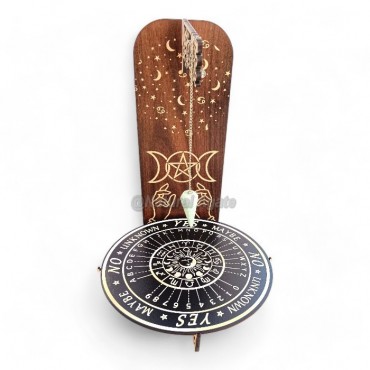 Dowsing Pendulum Display Holder Stand with Triple Moon Engrave