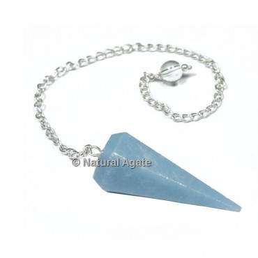 Angelite 6 Faceted With Silver Chain Pendulums