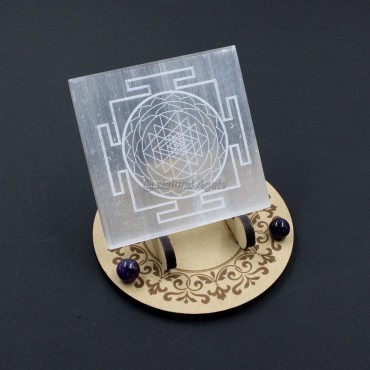 Selenite Yantra Charging Plate Coaster (No Stand )