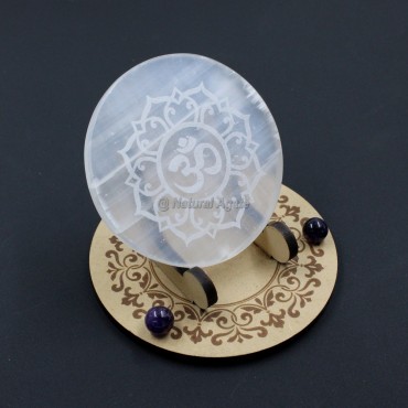 Selenite Om Symbol Charging Plate Coaster(no stand)