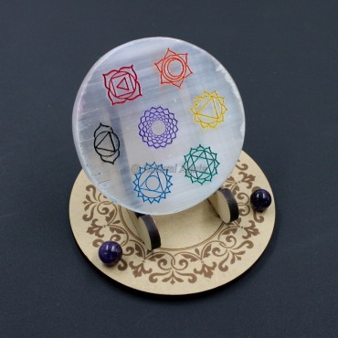 Colorful Selenite Seven Chakra Charging Plate Coaster(no stand)