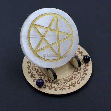 Selenite Pentagram Star Charging Plate Coaster (no stand)