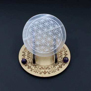 Flower Of Life Selenite Charging Plate (No Stand)