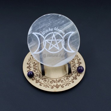 Triple Moon Selenite Charging Plate (No Stand)