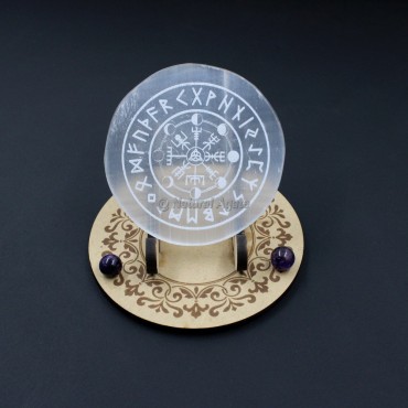 Engraved Selenite Charging Plate for Meditation (No Stand)