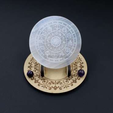 Zodiac Signs Selenite Charging Plate (No Stand)