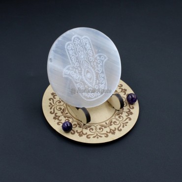 Selenite Hamsa Hand Selenite Charging Plate (No Stand)