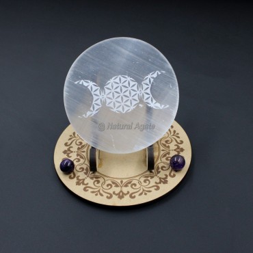 Discover Selenite Charging Plate with Triple Moon (No Stand)