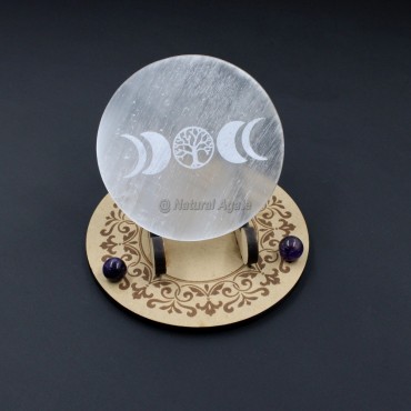 Moon Phases Selenite Charging Plate (No Stand)