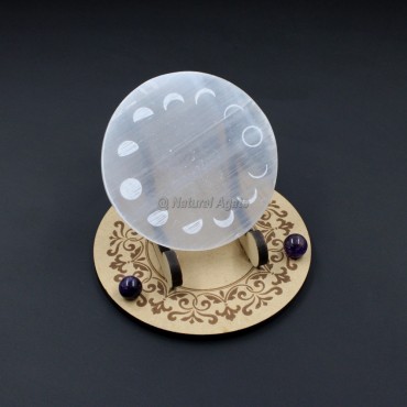 Selenite Charging Plate Moon Phases (No Stand)