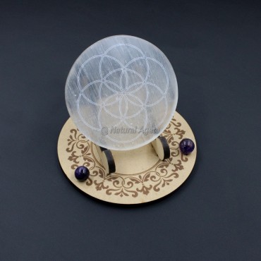 Selenite Charging Plate Flower Of Life (No Stand)