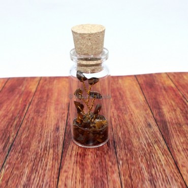 Tiger Eye Gemstone Bottle with Tree Beads