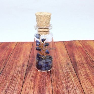 Sodalite Gemstone Bottle with Tree Beads