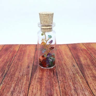 Seven Chakra Gemstone Bottle with Tree Beads