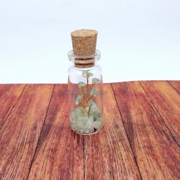 Green Aventurine Gemstone Bottle with Tree Beads