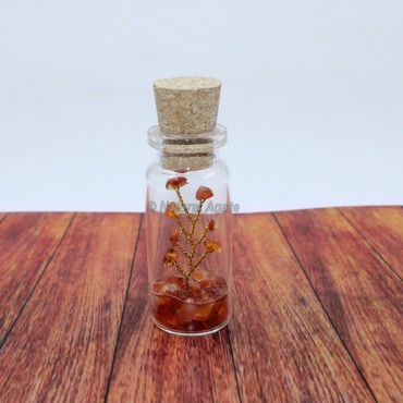 Light Carnelian Gemstone Bottle with Tree Beads