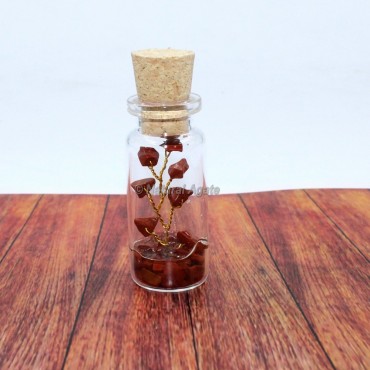 Red Jasper Gemstone Bottle with Tree Beads