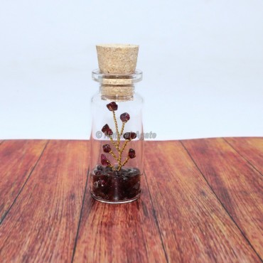 Garnet Gemstone Bottle with Tree Beads